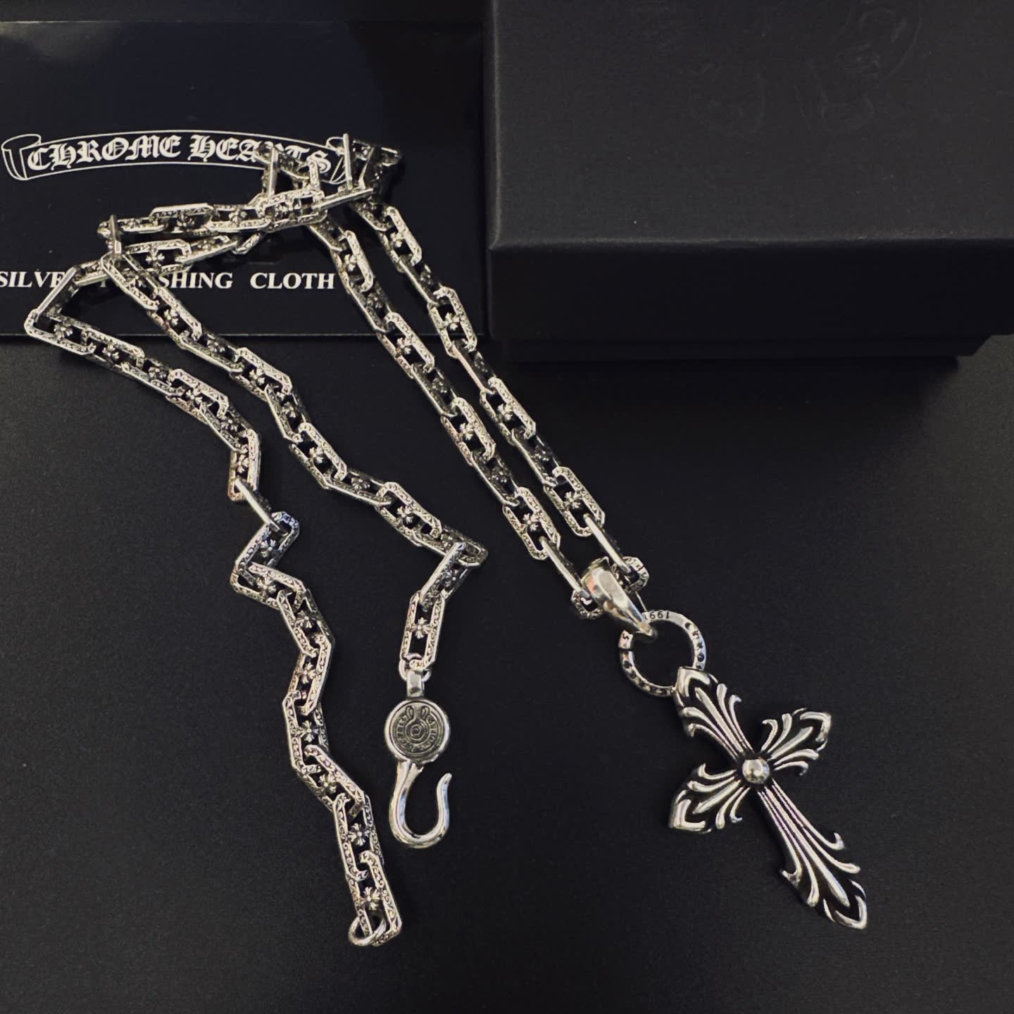 Chrome Hearts Silver Cross Pendant Necklace
